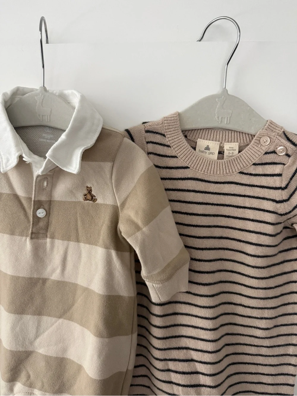 Gap Neutral Stripe Baby One-Piece Set - Beige & Cream
